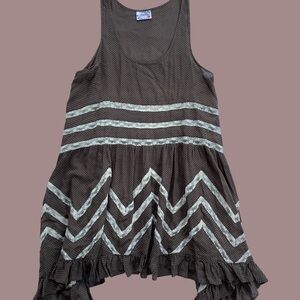 Free people Brown and White Sleeveless Top
